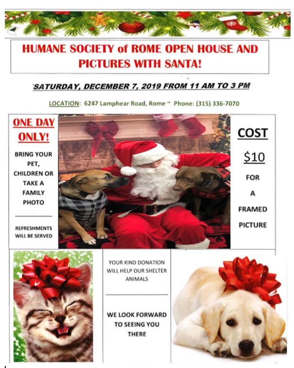 Pictures with Santa and Open House @ Humane Society of Rome