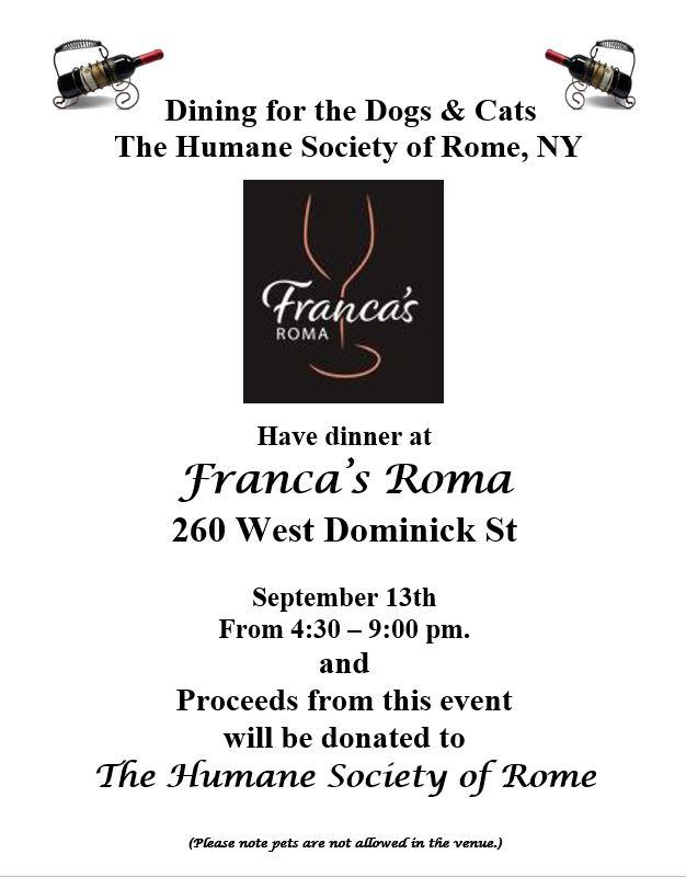 Dining for the Dogs & Cats @ Franca's Roma
